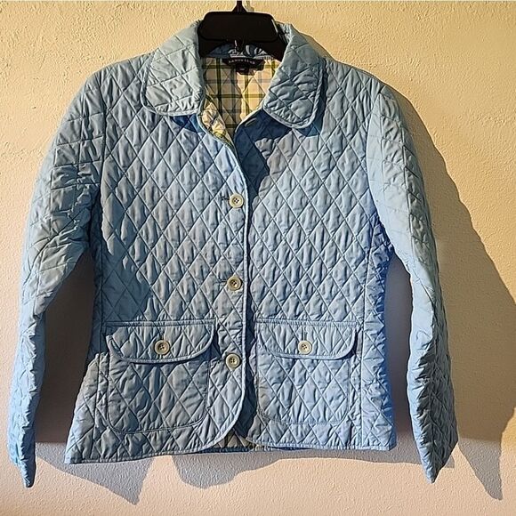 Lands' End Quilted Jacket Women's Small Baby Blue Lightweight Buttons Thermolite - Picture 6 of 8